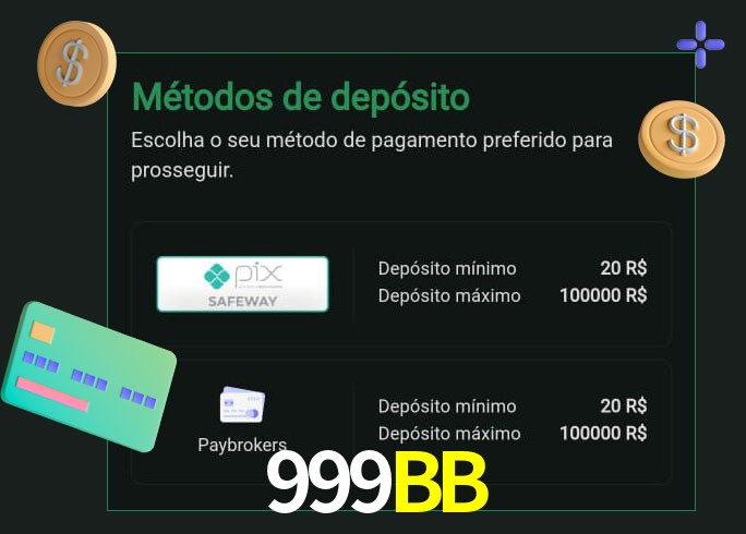 O cassino 999BB oferece uma grande variedade de métodos de pagamento